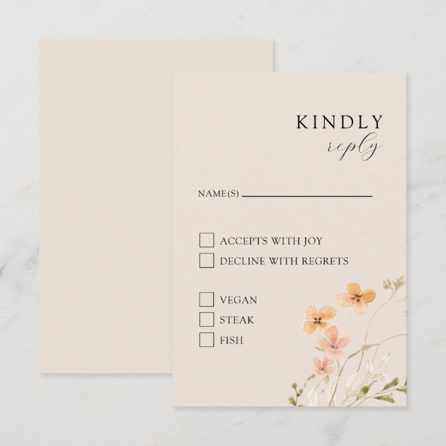 Floral Boho With Meals RSVP Card (Front/Back)