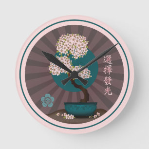 Floral bonsai "Choose to shine" Asian art Round Clock