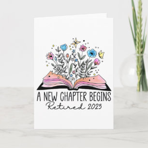Floral Book A New Chapter Begins Retired Retiremen Card