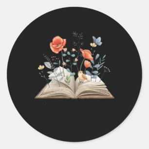 Floral Book A New Chapter Begins Retired Teacher R Classic Round Sticker