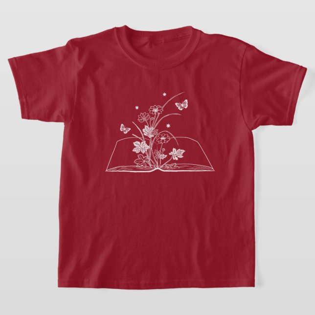 Floral Book Aesthetic Flower T-Shirt (Laydown)