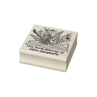 Floral Book Belongs to Customised Rubber Stamp