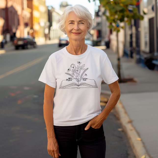 Floral Book Boho Line Art Tri-Blend Shirt (Creator Uploaded)