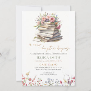 Floral Book Bridal Shower Invitation