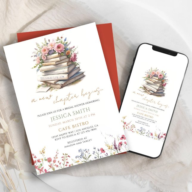 Floral Book Bridal Shower Invitation (Creator Uploaded)