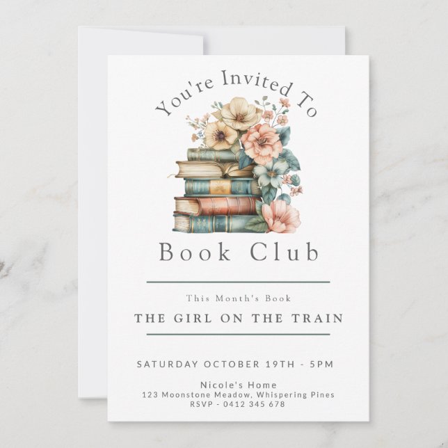 Floral Book Club Invitation (Front)