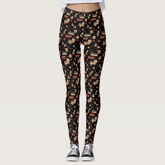 Floral Book Lover Leggings (Front)