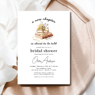 Floral Book New Chapter Begins Bridal Shower Invitation