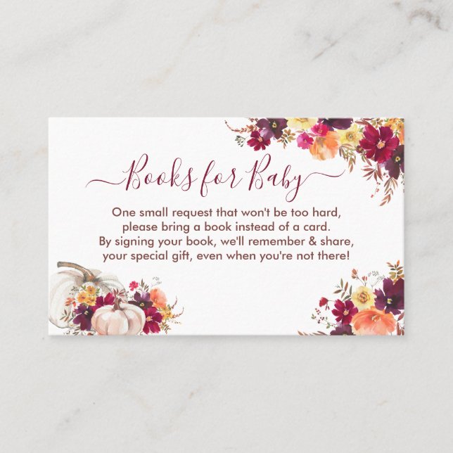 Floral Book Request Baby Shower Enclosure Card (Front)