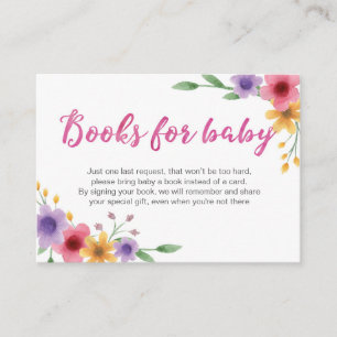 Floral Book Request   Baby Shower Insert Card