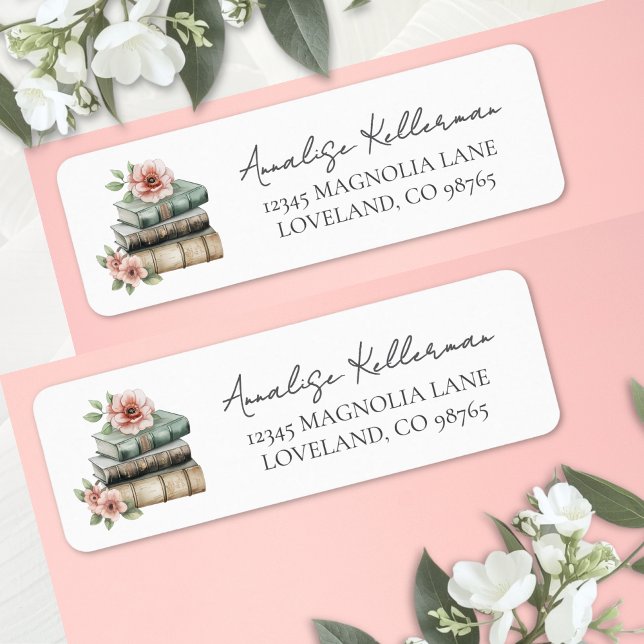 Floral Book Return Address (Floral Book Return Address label )