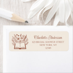 Floral Book Terracotta Typography Return Address