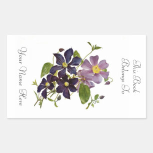 Floral Bookplate Rectangular Sticker