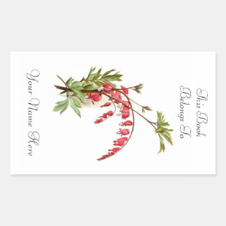 Floral Bookplate Rectangular Sticker