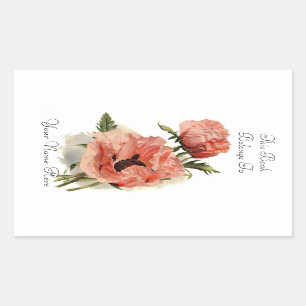 Floral Bookplate Rectangular Sticker