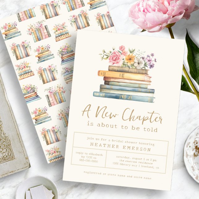 Floral Books Bridal Shower Invitation (Wildflower and Books Bridal Shower Invitation
)