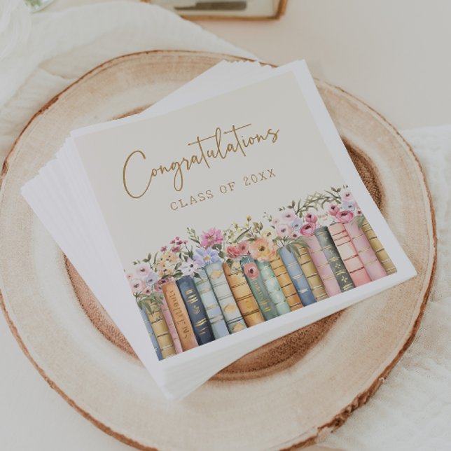 Floral Books Graduation Napkin (Floral Books Graduation Napkins by Painted Paperie
)