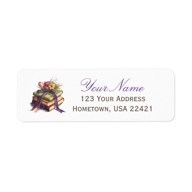 Floral Books Return Address Label (Front)