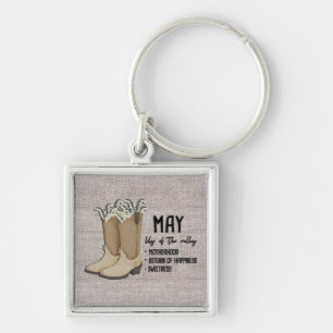 Floral Boots Birth Month Flower/ May Lily Key Ring