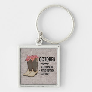 Floral Boots Birth Month Flower/ October Cosmos Key Ring