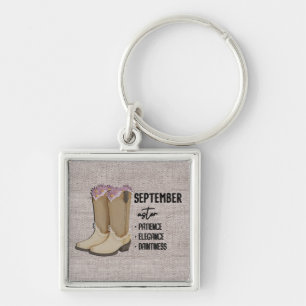 Floral Boots Birth Month Flower/September Aster Key Ring