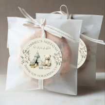 Floral border and Teddy Aqeeqah Favor Sticker 
