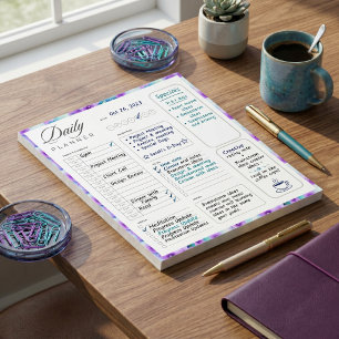 Floral border blank universal daily planner sheet notepad