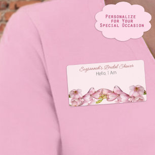 Floral Border Bottom Bridal Shower Label Name Tag