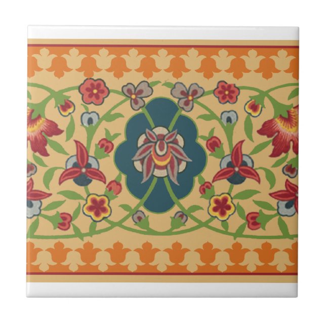 Floral Border Ceramic Tile (Front)