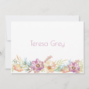 Floral Border in Watercolor Stationery