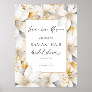 Floral Border Love In Bloom Welcome Bridal Shower Poster