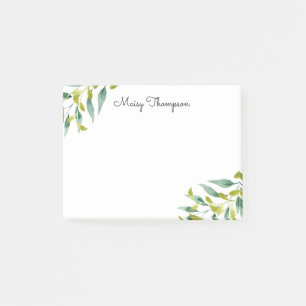 Floral Border Meadow Leaves Monogram Name Post-it Notes