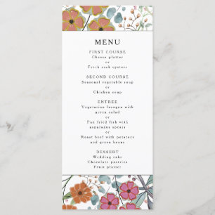 Floral border of wild flowers Wedding menu