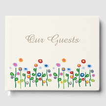Floral border on light cream guestbook