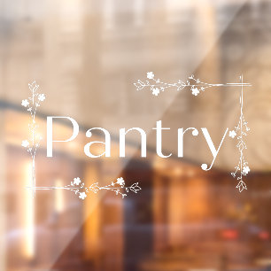 Floral Border Pantry Sign Door Window Cling