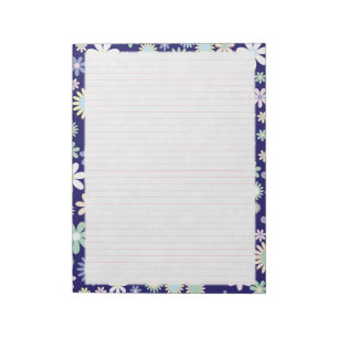 Floral Border - Pink College Ruled Paper 8.5"x11" Notepad