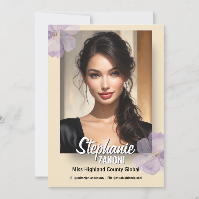 Floral Border Promotional Pageant Prints | QR Code Invitation (Front)