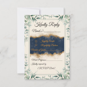 Floral Border RSVP Card   Elegant White Wedding 