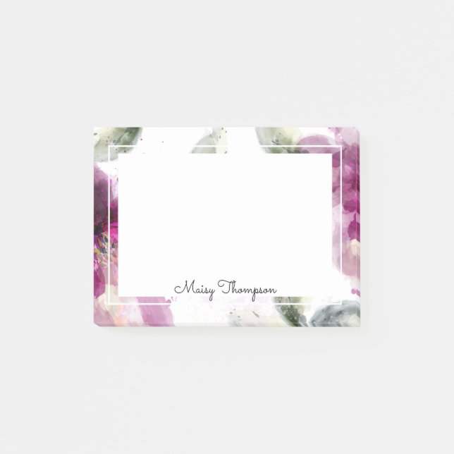 Floral Border Script Name Post-it Notes (Front)