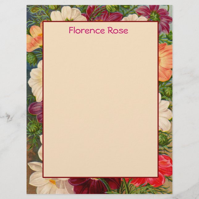 Floral Border Stationery You can Customise (Front)