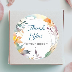 Floral Border Thank You  Classic Round Sticker