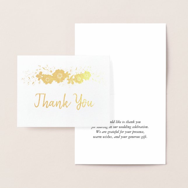 Floral Border Thank You   Foil Card (Display)