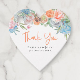 Floral Border Thank you names message wedding Favour Tags