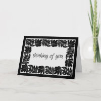 Floral Border Thinking of You, Black & White