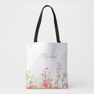 Floral Border Tote Bag
