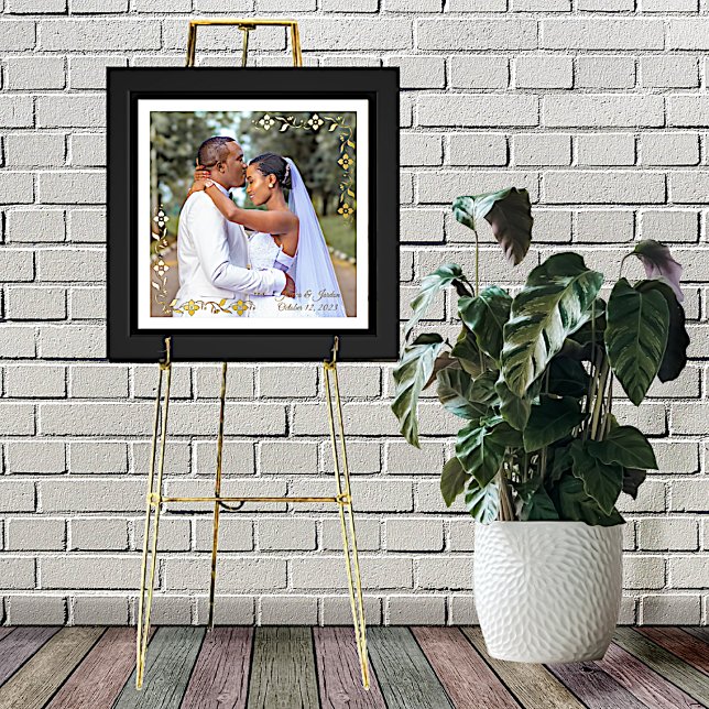 Floral Border Wedding Custom Photo Foil Prints (Creator Uploaded)