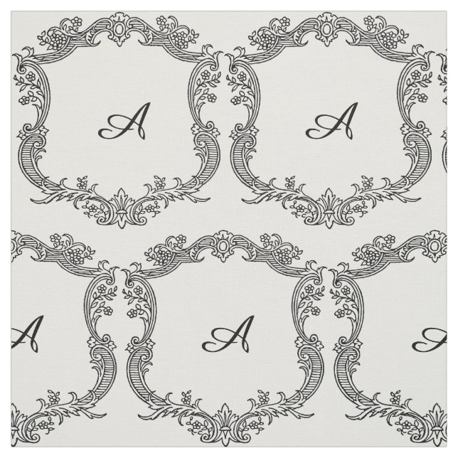 Floral Border with Monogram Fabric (Swatch)