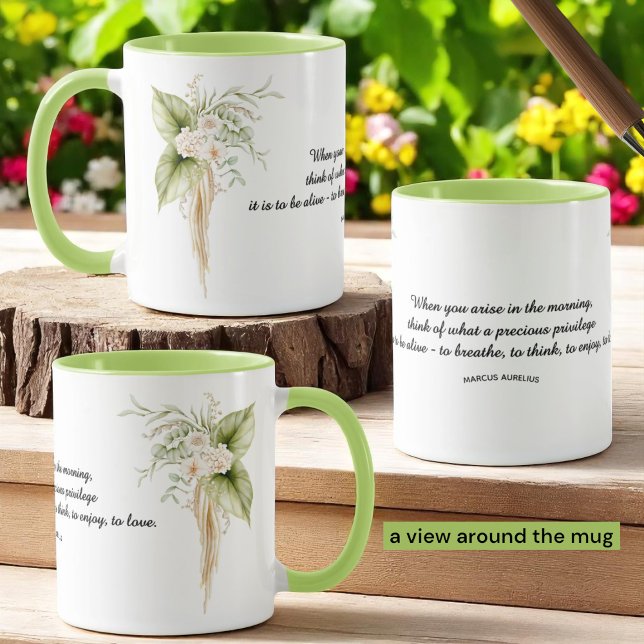 Floral Borders Life Quote Template Mug (template mug all around view)