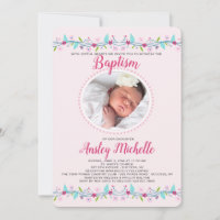 Floral Borders Photo Invitation