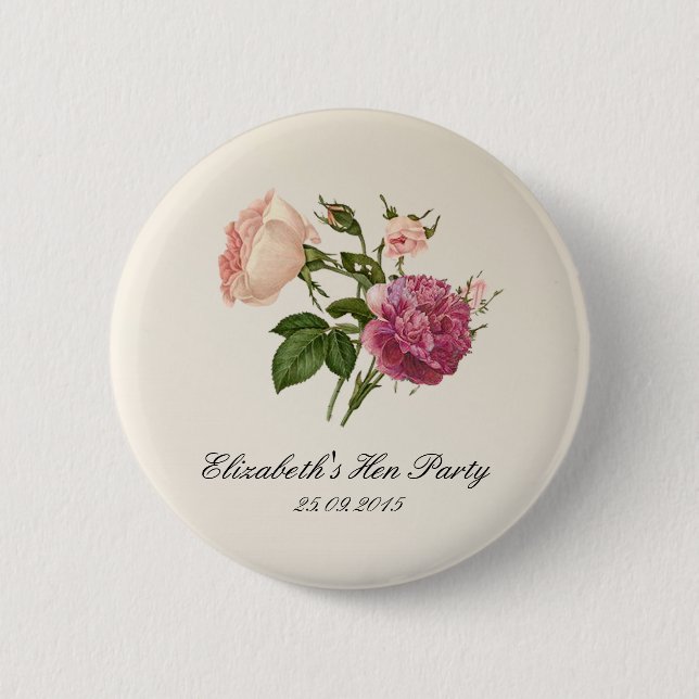 Floral Botanical Bachelorette Party Badges (Front)